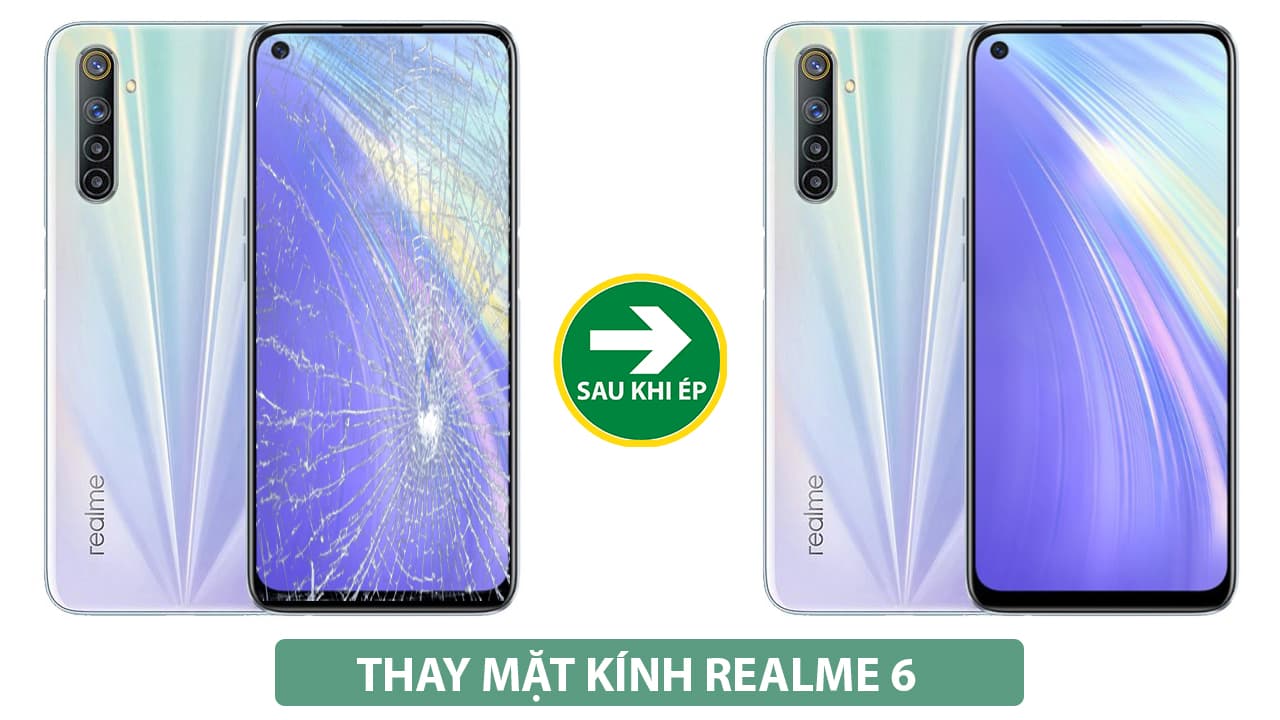 thay mặt kính realme 6